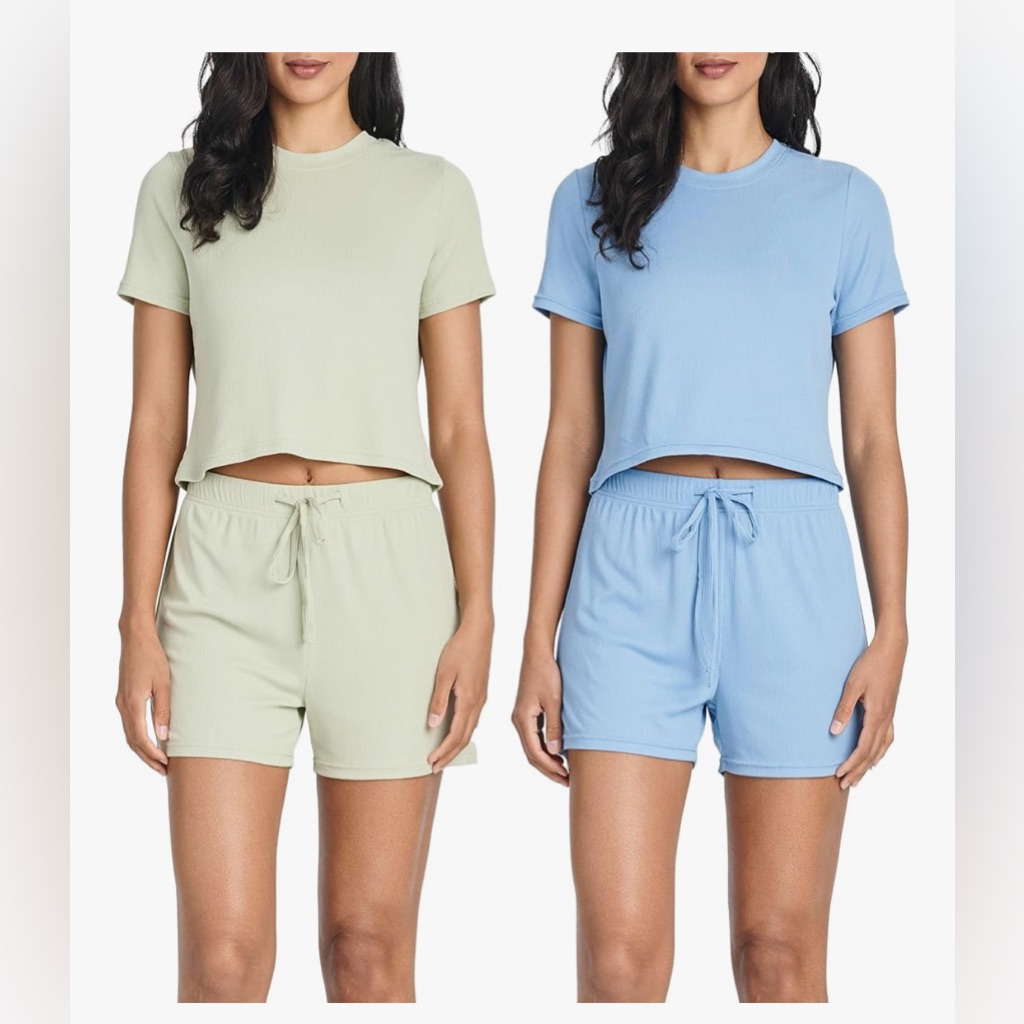 Real Essentials 2 Pack: Women's Ribbed Knit Lounge Sets 2 Pack Sz 2xl
